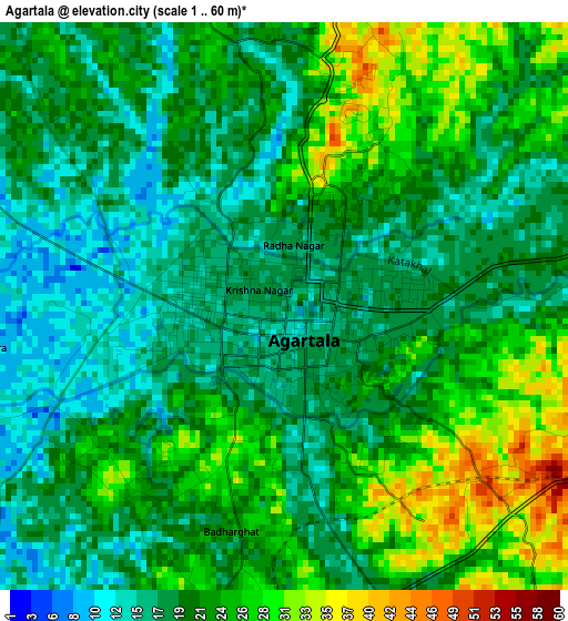 Agartala elevation map