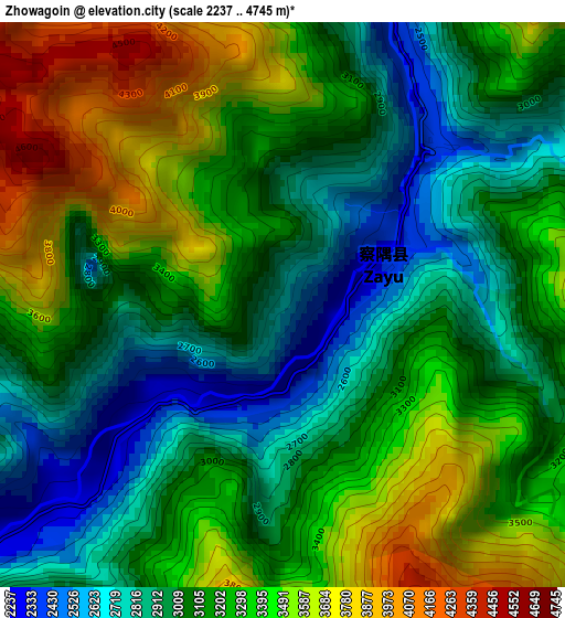 Zhowagoin elevation map
