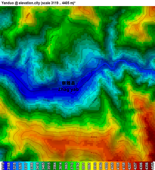 Yanduo elevation map