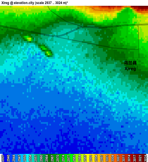 Xireg elevation map