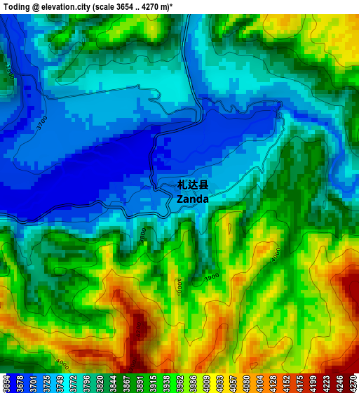 Toding elevation map