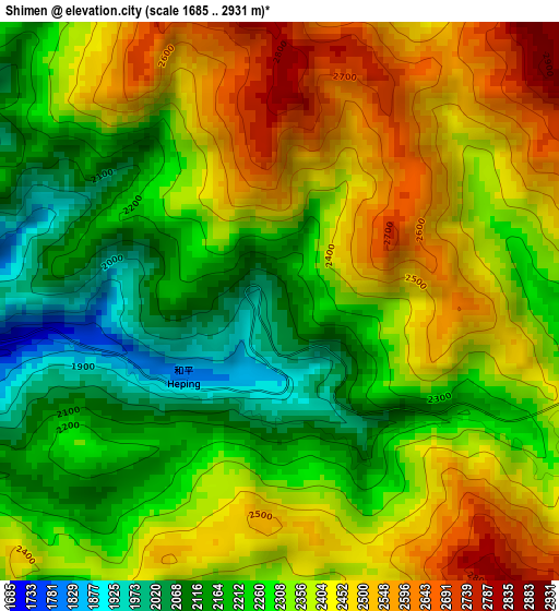 Shimen elevation map