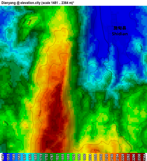 Dianyang elevation map