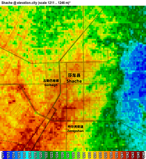 Shache elevation map