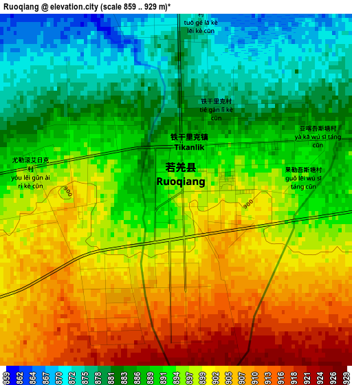 Ruoqiang elevation map