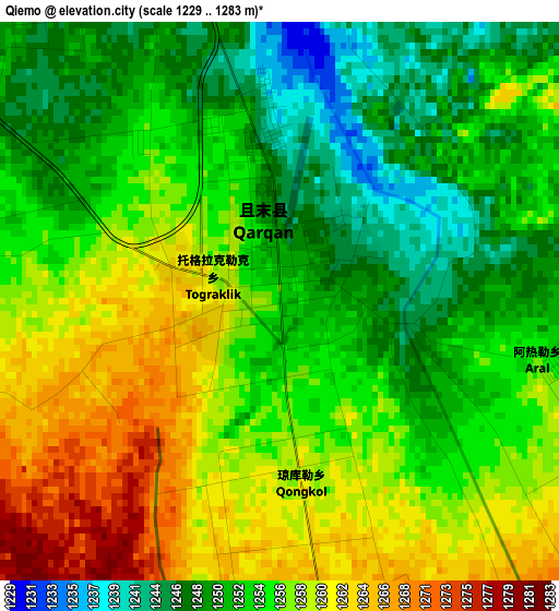 Qiemo elevation map