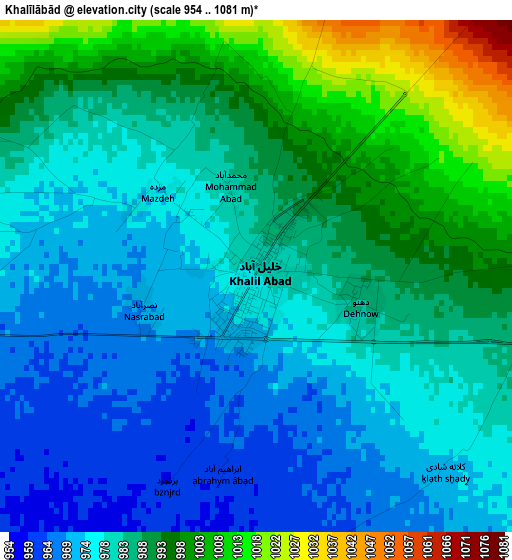 Khalīlābād elevation map