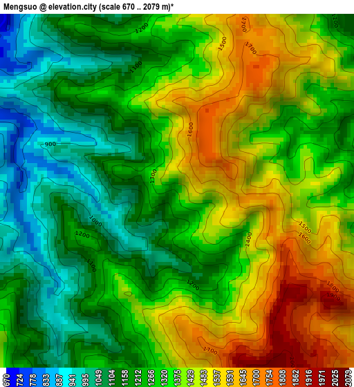 Mengsuo elevation map