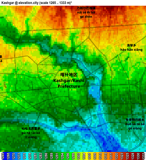 Kashgar elevation map