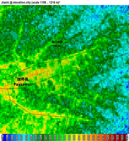 Jiashi elevation map