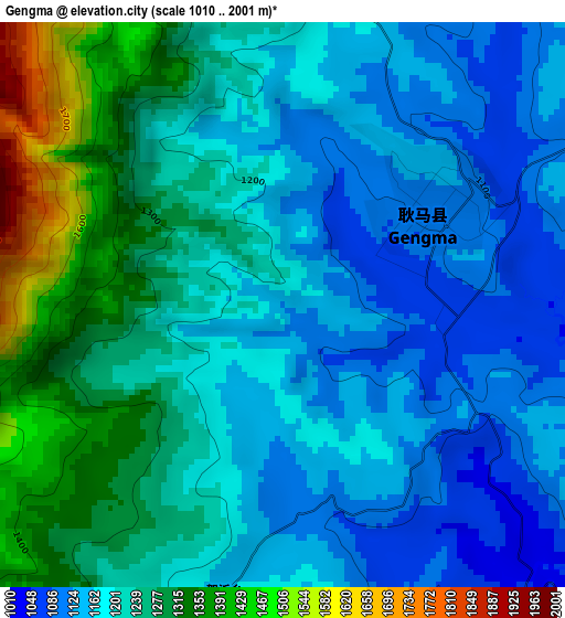 Gengma elevation map