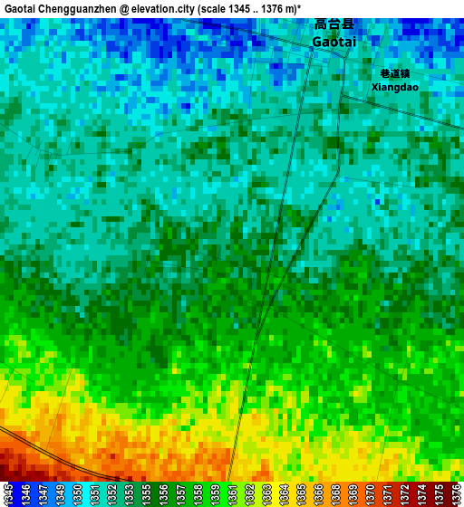 Gaotai Chengguanzhen elevation map