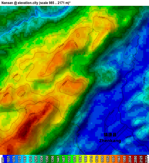 Nansan elevation map