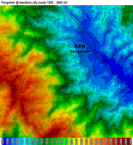 Fengshan elevation map