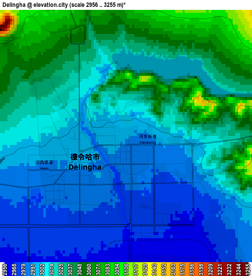 Delingha elevation map