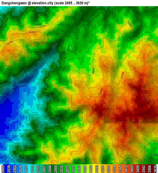 Dangchengwan elevation map