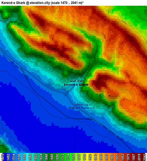 Kerend-e Gharb elevation map