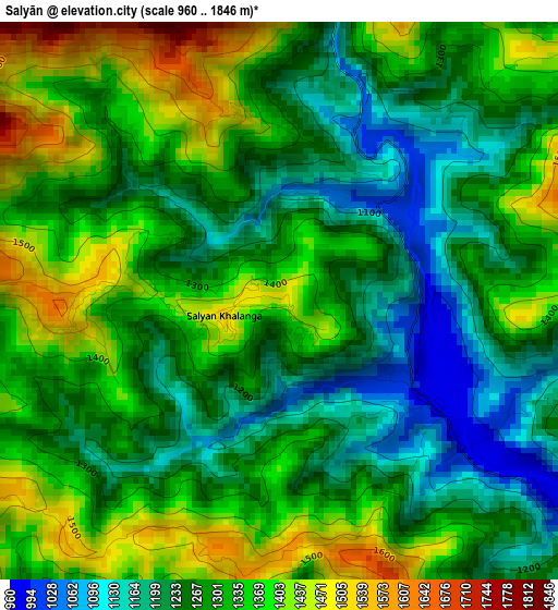 Salyān elevation map