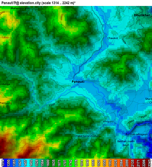 Panauti̇̄ elevation map