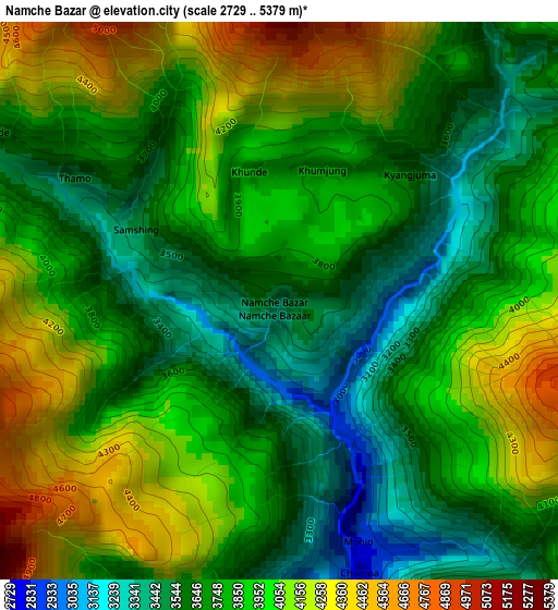 Namche Bazar elevation map