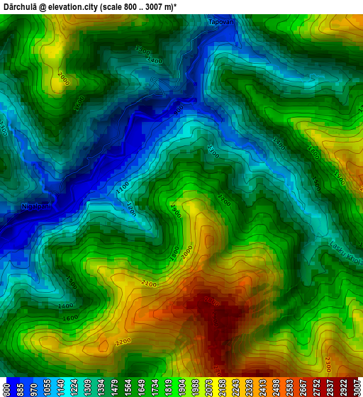 Dārchulā elevation map