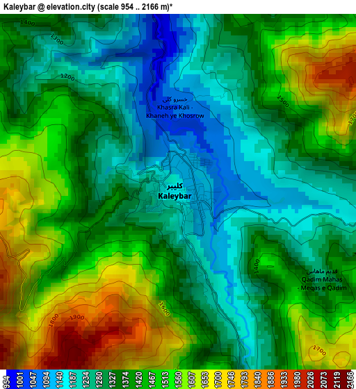 Kaleybar elevation map