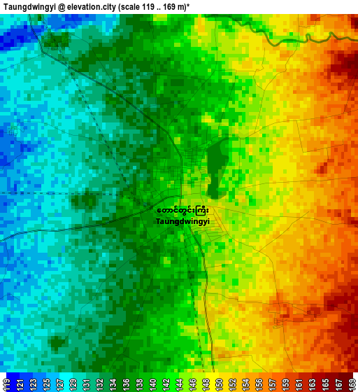 Taungdwingyi elevation map