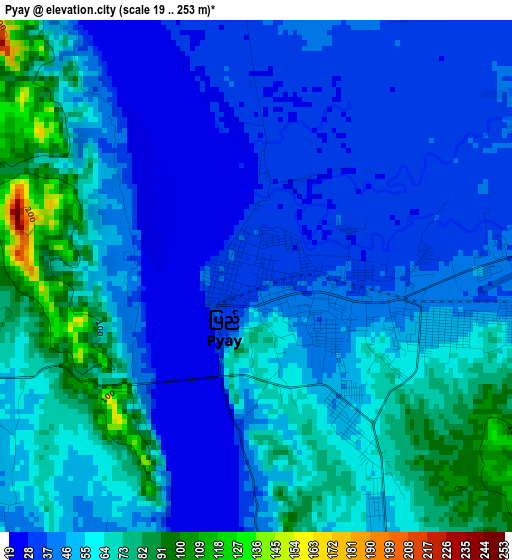 Pyay elevation map