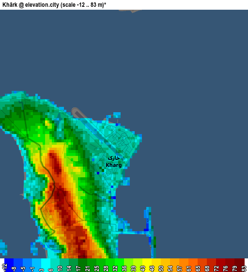Khārk elevation map