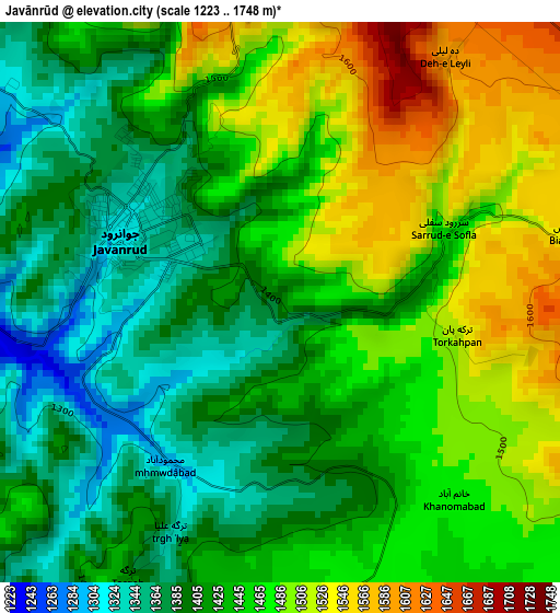 Javānrūd elevation map