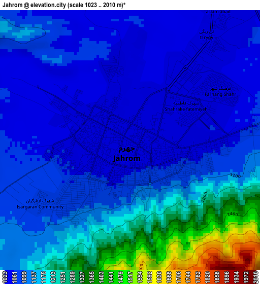 Jahrom elevation map