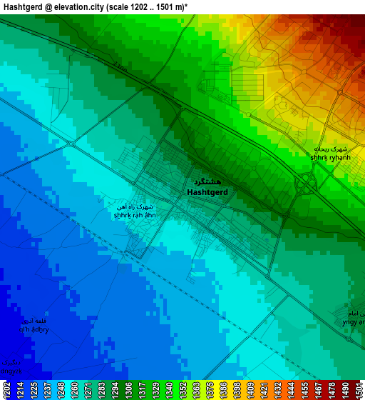 Hashtgerd elevation map