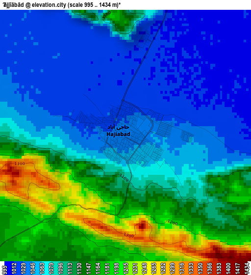 Ḩājjīābād elevation map