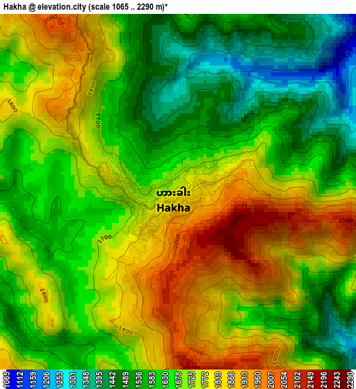 Hakha elevation map