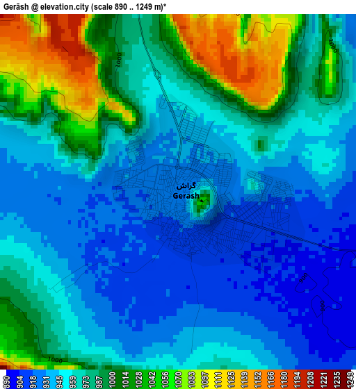 Gerāsh elevation map
