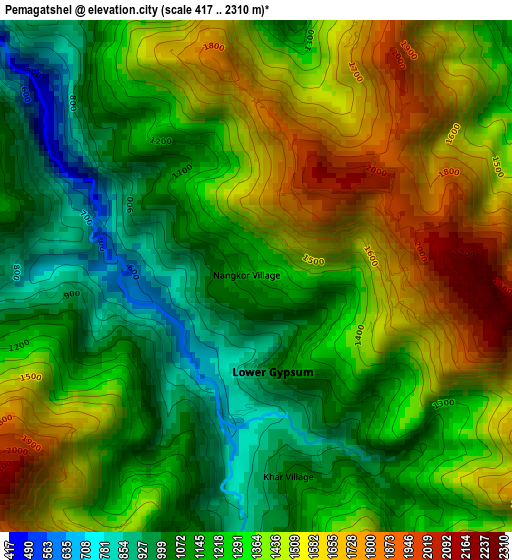 Pemagatshel elevation map
