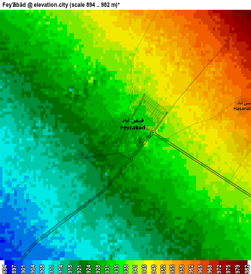 Feyẕābād elevation map