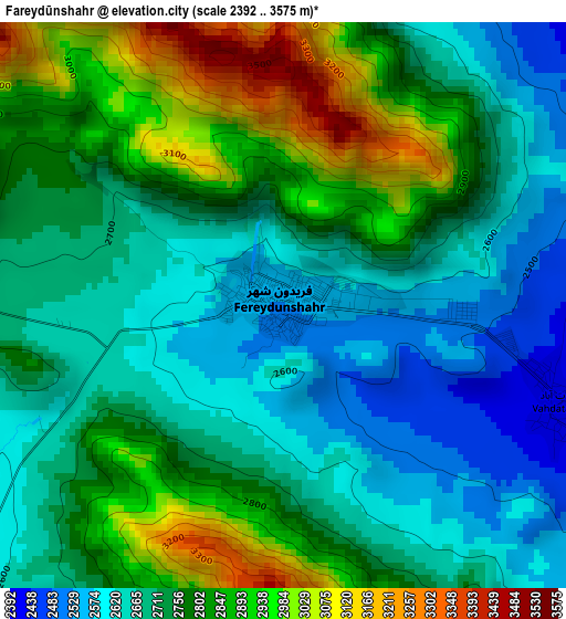 Fareydūnshahr elevation map