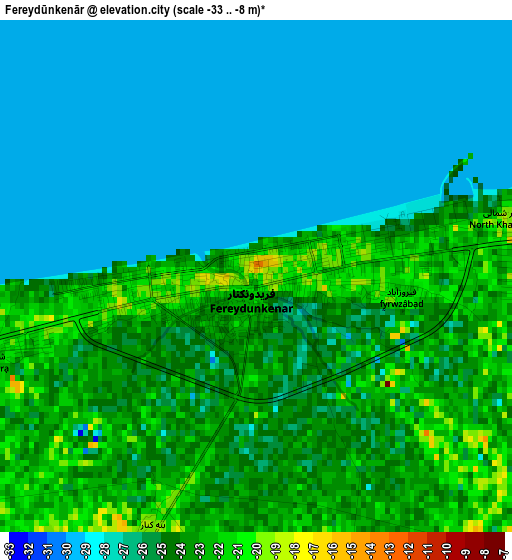 Fereydūnkenār elevation map