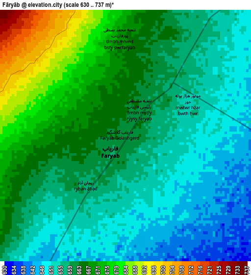 Fāryāb elevation map