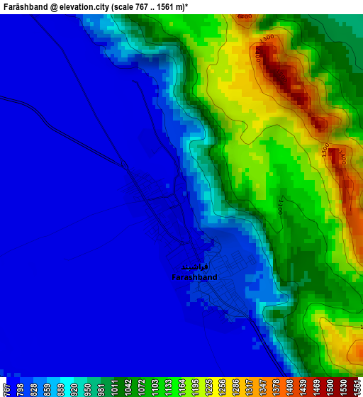 Farāshband elevation map