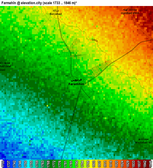 Farmahīn elevation map