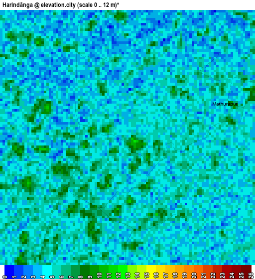 Harindānga elevation map