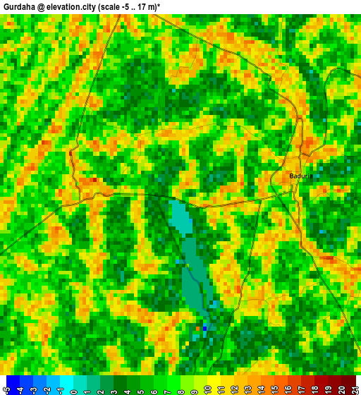 Gurdaha elevation map