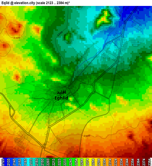 Eqlīd elevation map