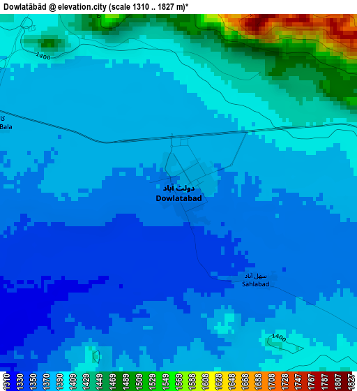 Dowlatābād elevation map