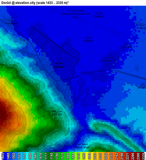 Dorūd elevation map
