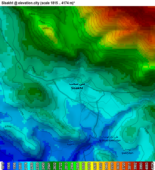 Sīsakht elevation map