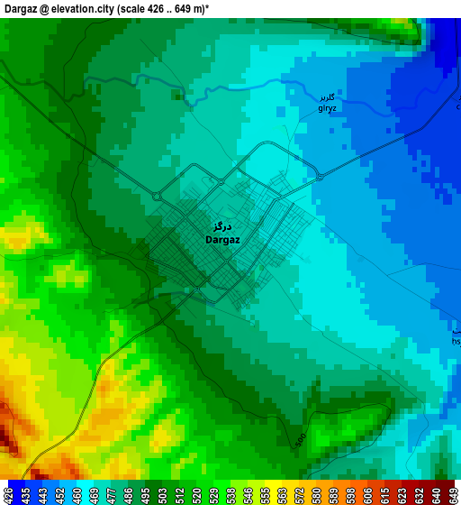 Dargaz elevation map