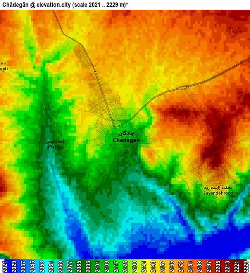 Chādegān elevation map